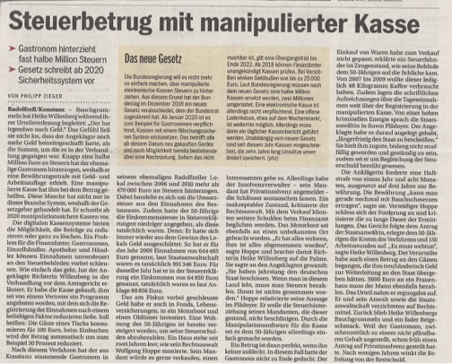 Steuerbetrug mit manipulierter Kasse